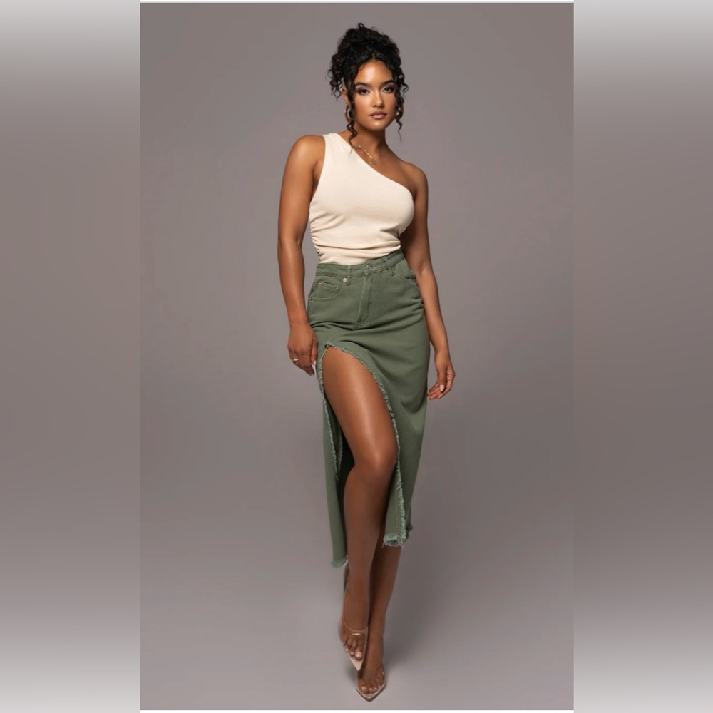Nat & Liv Olive Backstage Denim Skirt
